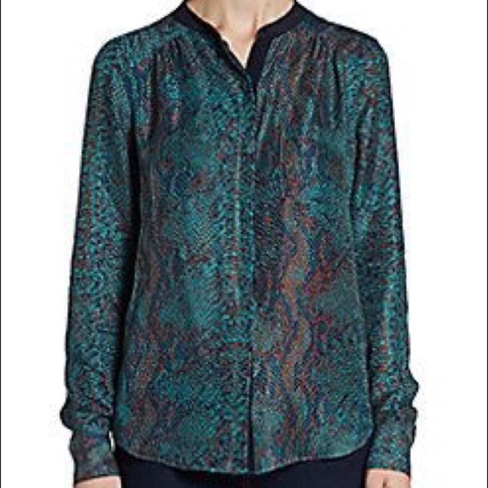 Rebecca Taylor Python Print Silk Button Down Top 4 - image 1